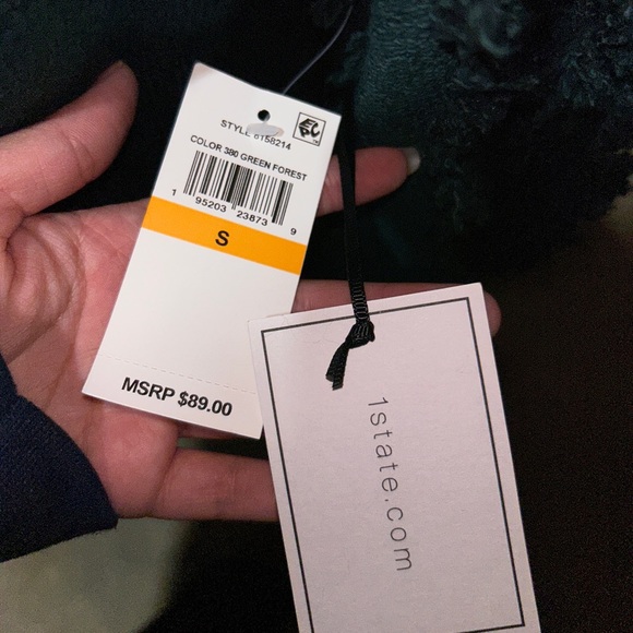 1st State Green Small Fringe Sleeve Sweater NWT - Picture 5 of 5